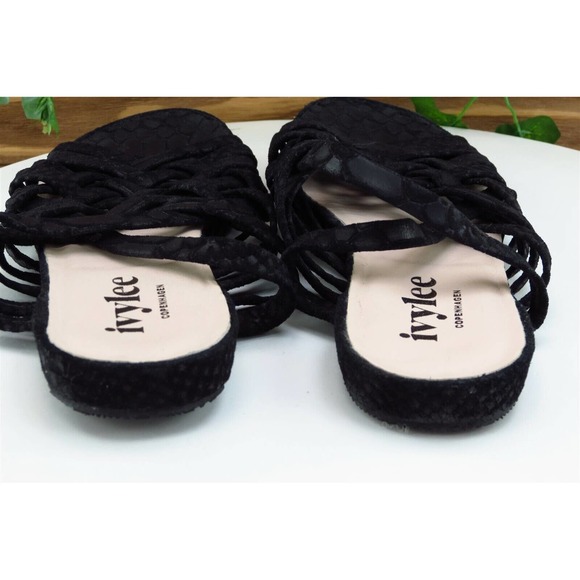 Ivylee Copenhagen Sz 38 M Black Slide Leather Women Sandals - Picture 5 of 7